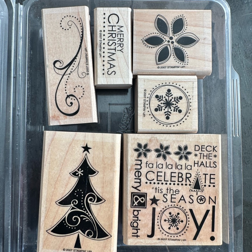 Stampin' Up! Black Stamps Set with Floral and Holiday Designs
